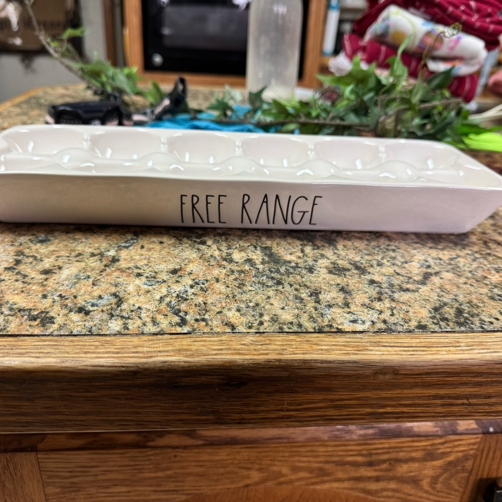 Rae Dunn White 'Free Range' Egg Tray